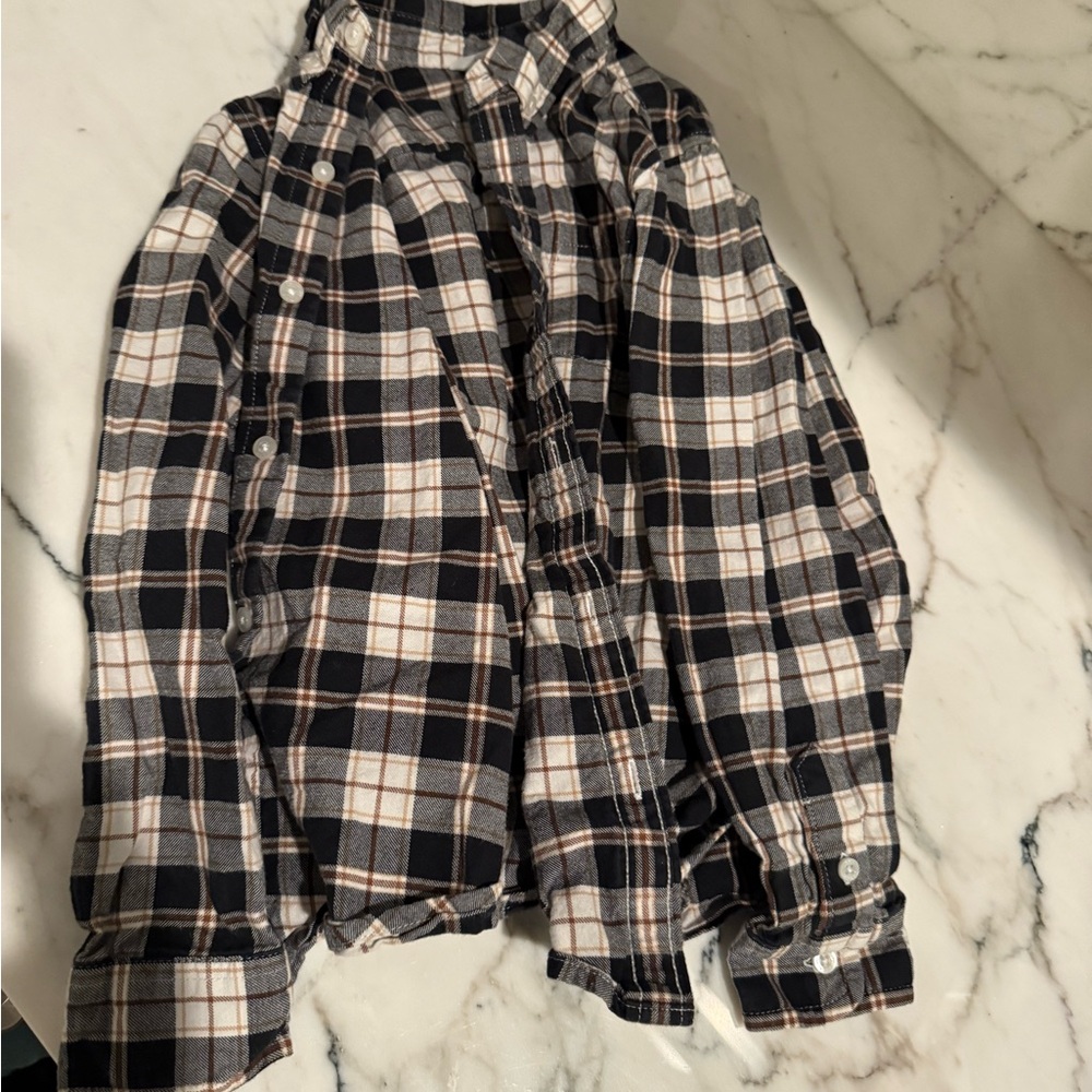 Janie and Jack Black and White Plaid Button Down Shirt